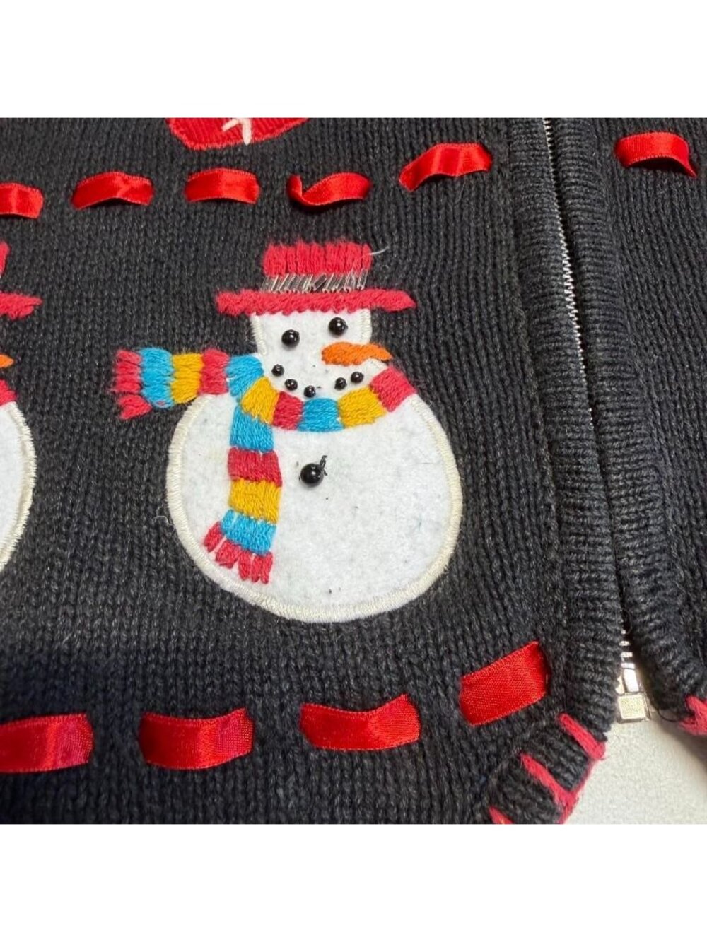 90's Vintage Whimsical Holiday Sweater Cardigan Vest Women's Small Retro Grandma - Picture 4 of 8